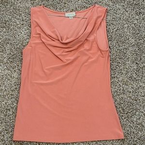 Coral cowl-neck tank